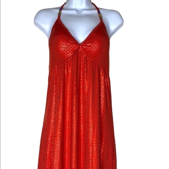 Coogi, Y2K VTG Vibrant Red Maxi Dress, Instantly Slimming w/Stretch & Halter,S - Picture 4 of 15